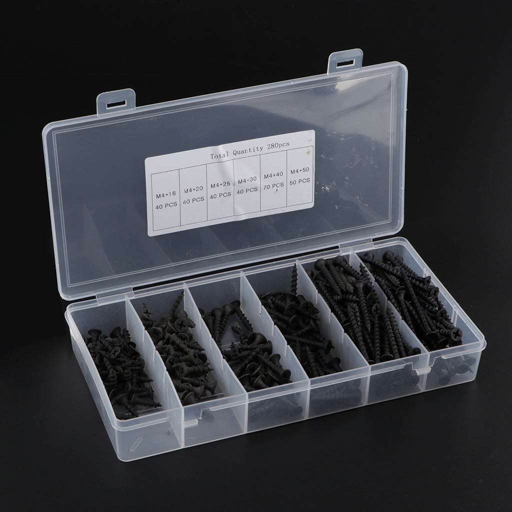 280 Pieces Black Screw Set Electronic Cross Stitch Screws Assortment Kits