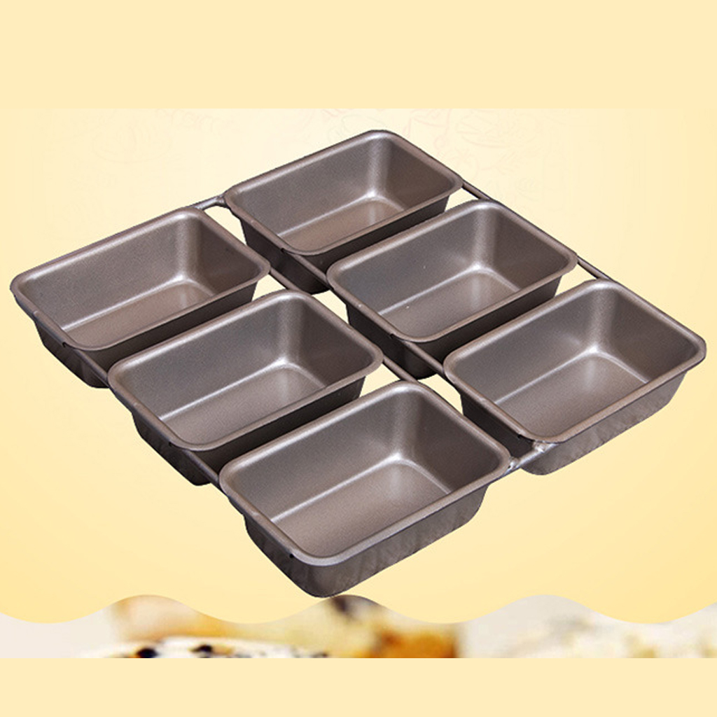 6 Cavity Metal Loaf Non Stick Pan Bakeware Mini Deserts Bread Baking Tin