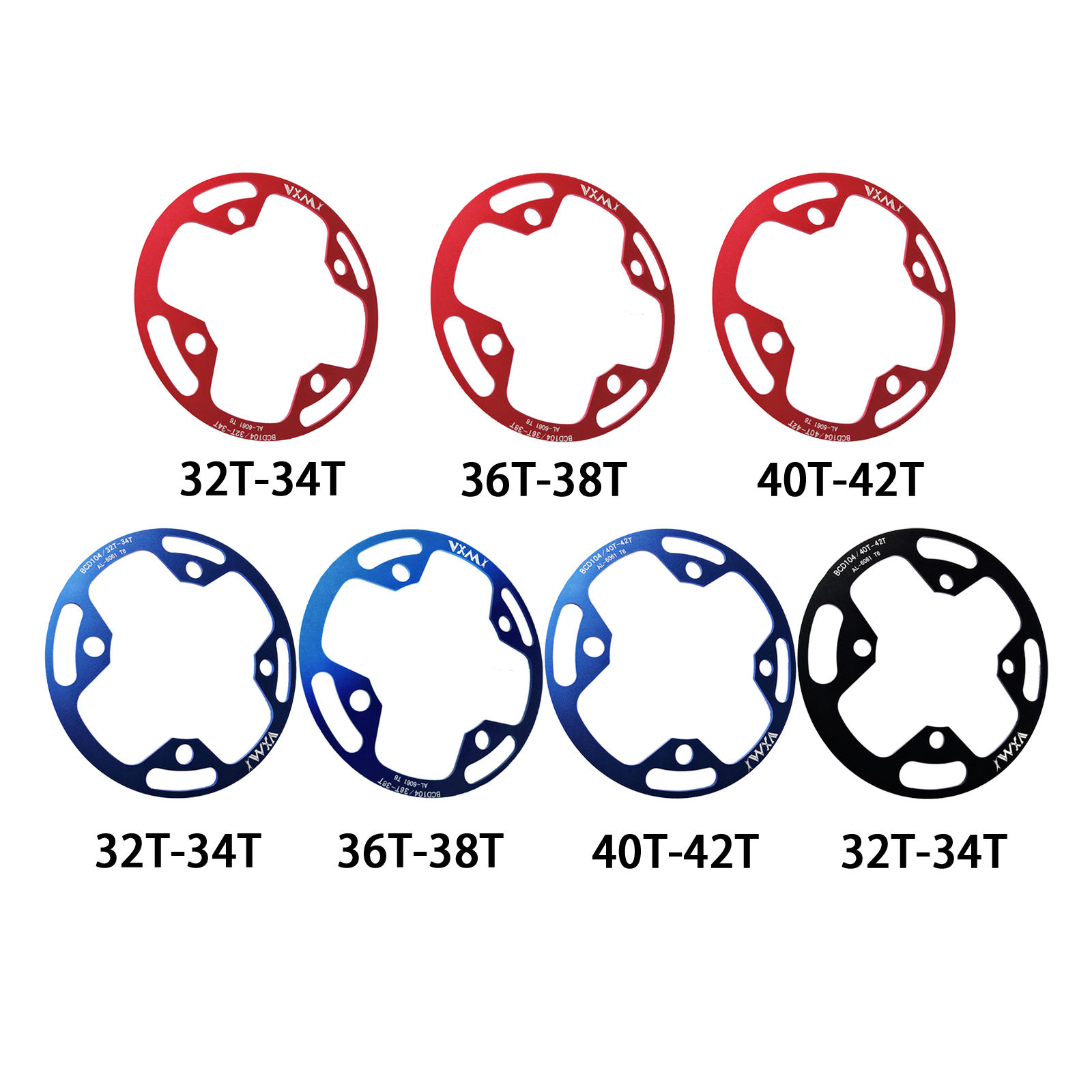 Mountain Bike Chainring Guard 104 BCD Aluminum Alloy Chain Ring Protector Cover for 32~34T 36~38T 40~42T Chainring Sprockets