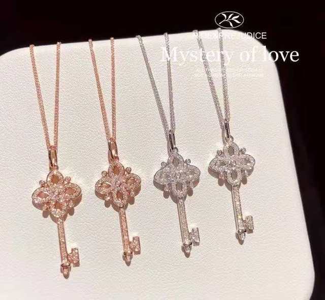 [韓国人気ジュエリー] nff solving key necklace-silver 925 Sterling Silver Key Necklace Female Wild Clavicle Chain