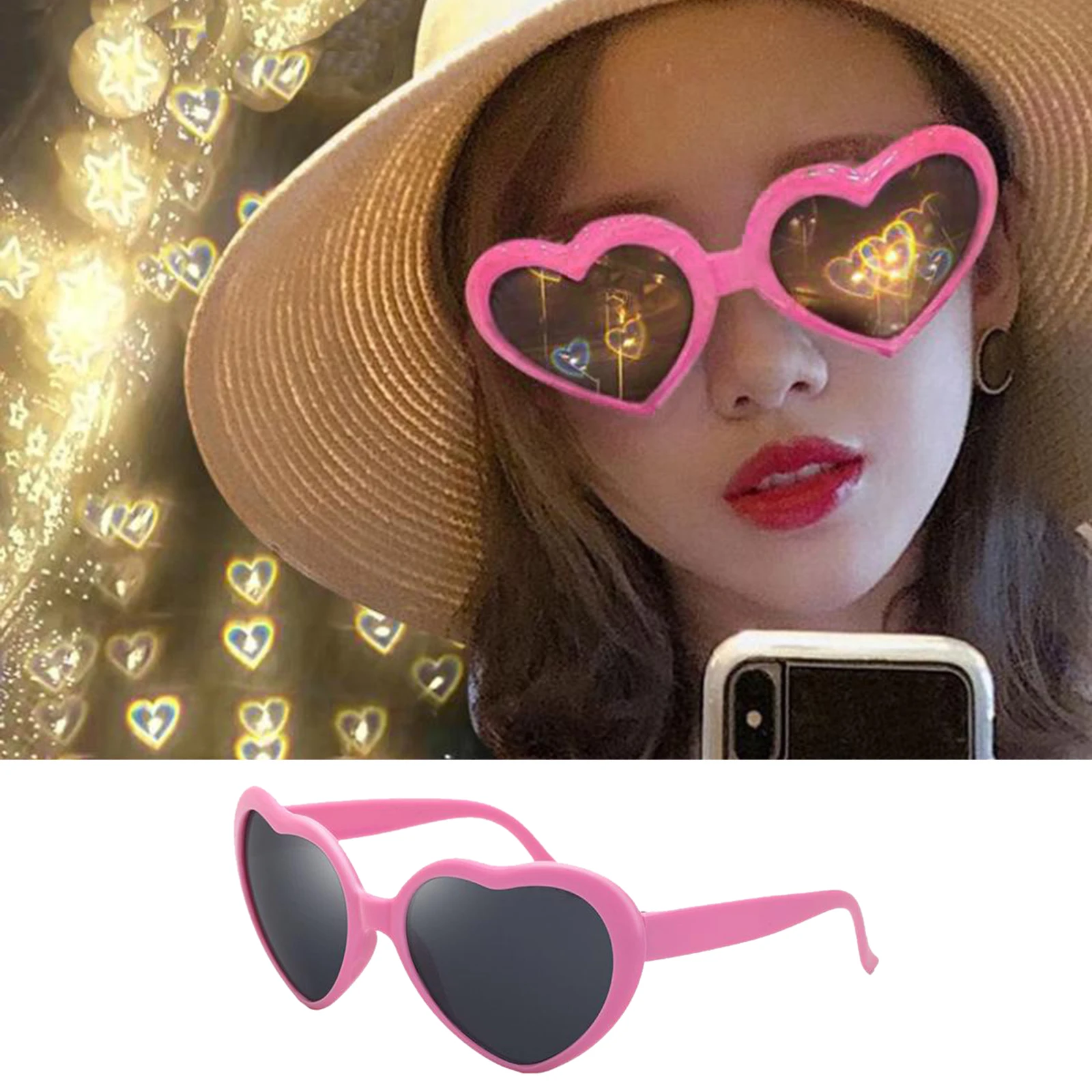 Special Effects Heart Shaped Sunglasses Love Fashion Eyewear Riding Glasses Fishing Glasses Sun Glasses for Women