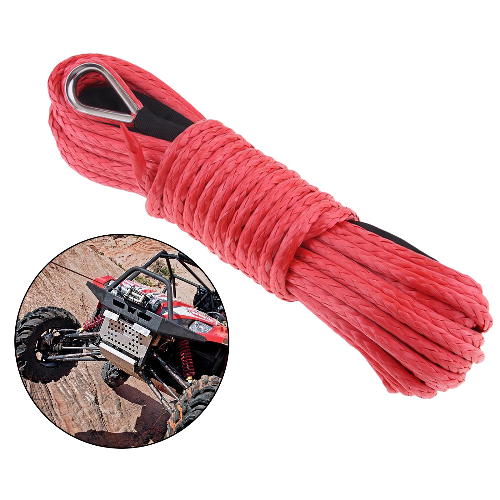1/4 inch x 50 ft 7700LBs synthetic winch line cable rope sheath atv utv,