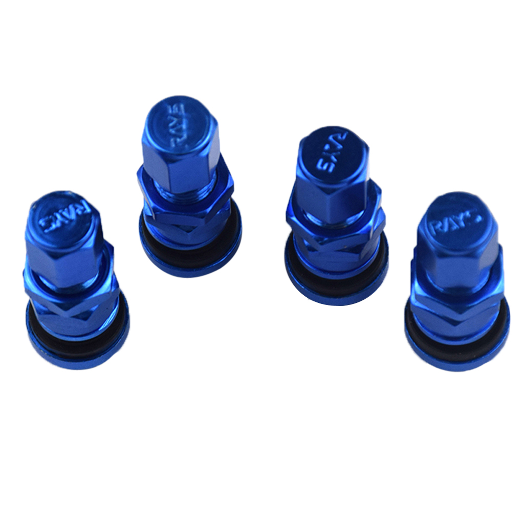 Blue Tubeless Adapter In Wheel Rim Tire Valve Stem  Cover 4 Pcs for Car