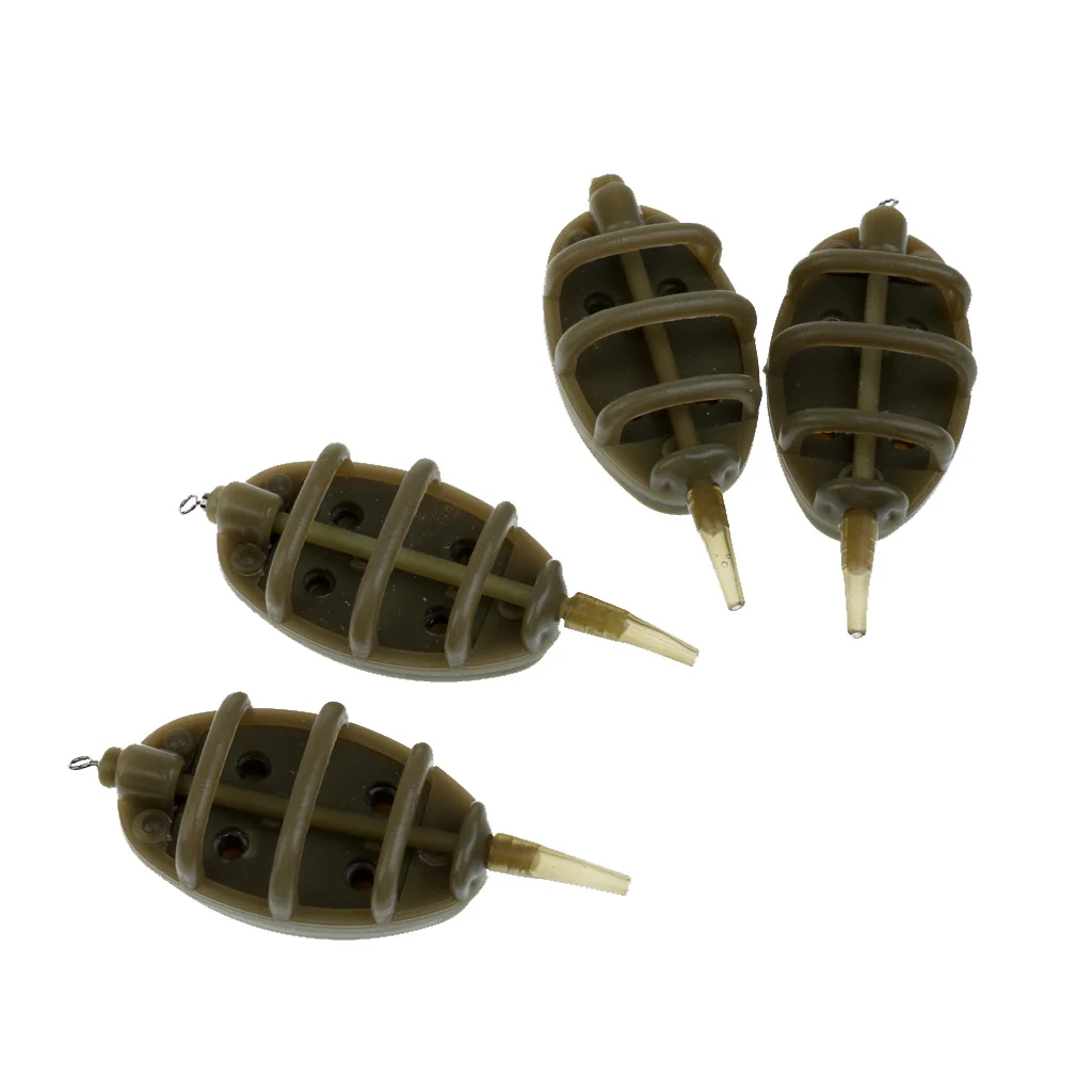Fishing Method Feeders Set 15g 20g 25g 35g Carp Fishing Bait Cage - 4 Feeders with Mould