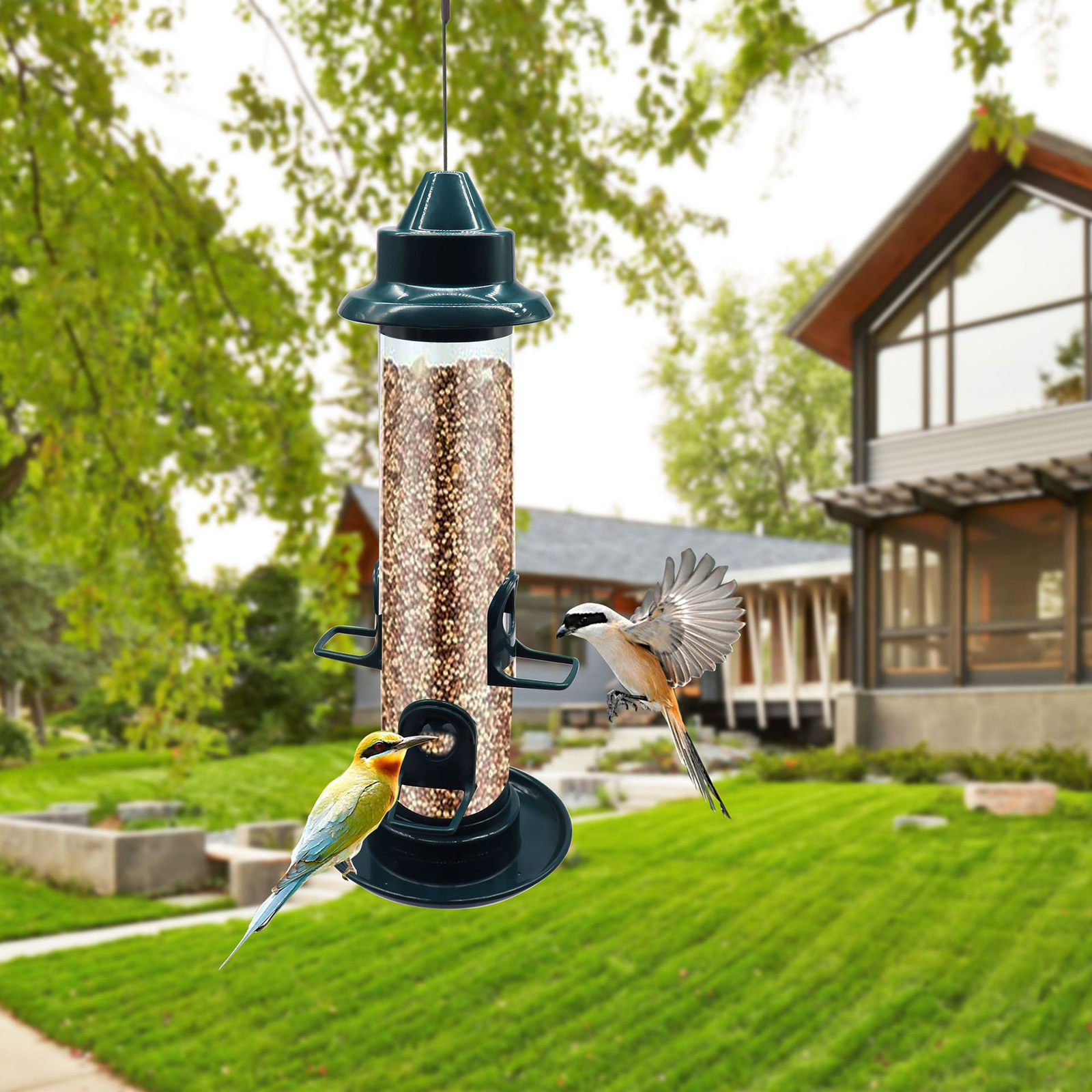 Birdfeeder Weatherproof Hanging Feeding Station Bird Watching Planter Garden Yard Porch Patio