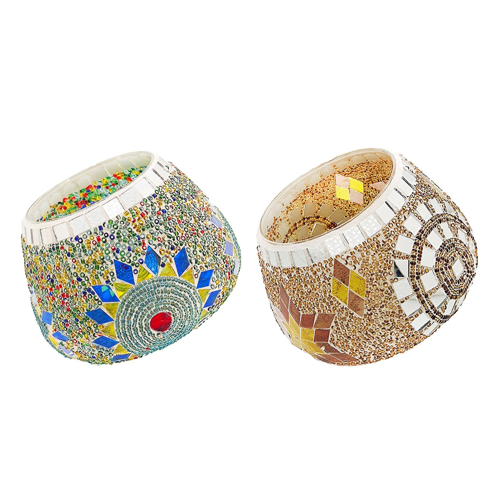 Mosaic Glass Gyro Candlestick Home Candlelight Dinner Round Candle Holders Ornaments Romantic Wedding Decor Valentines Day Gift