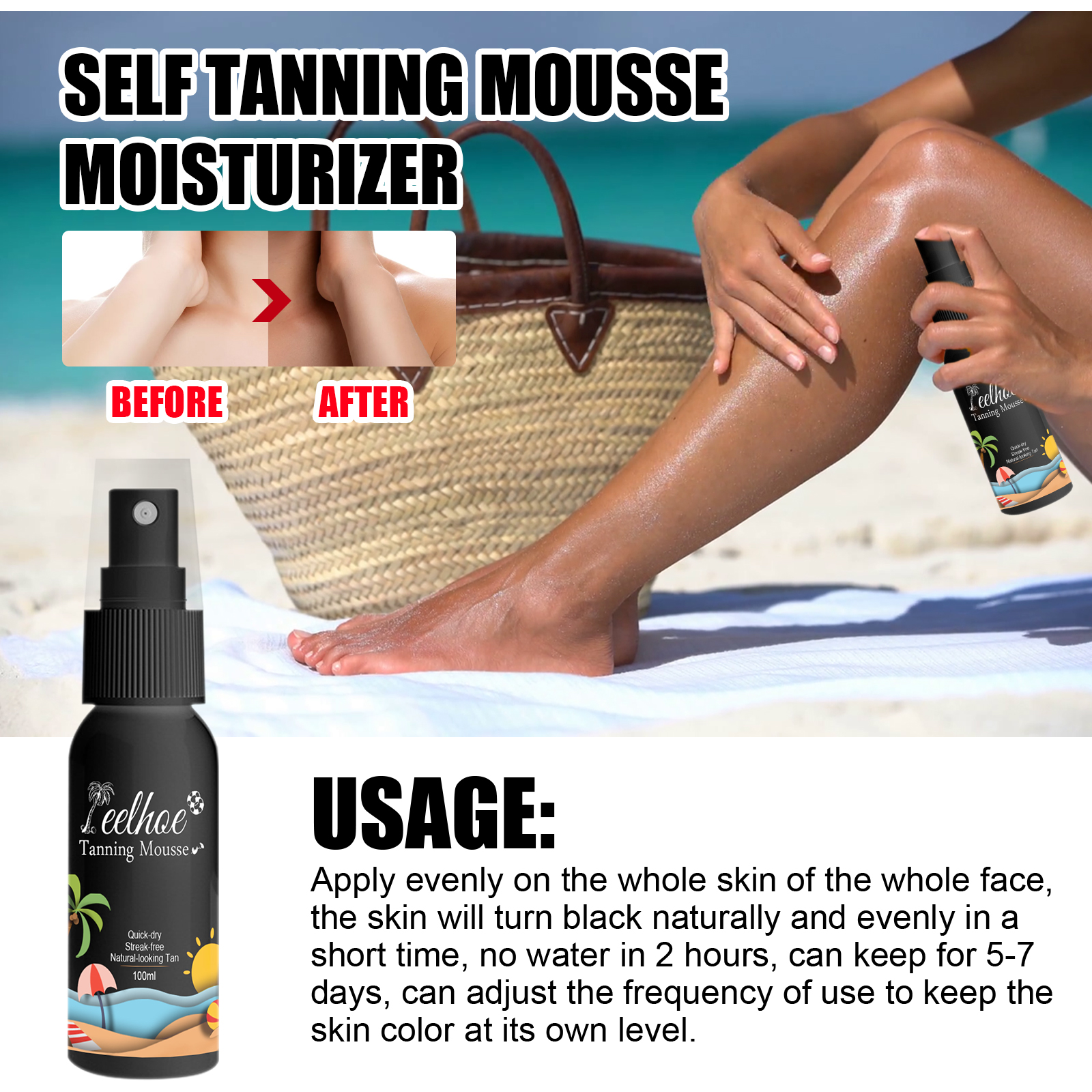 Premium Natural Body Bronze Sunless Self Tanning Spray Self Tanners Mousse