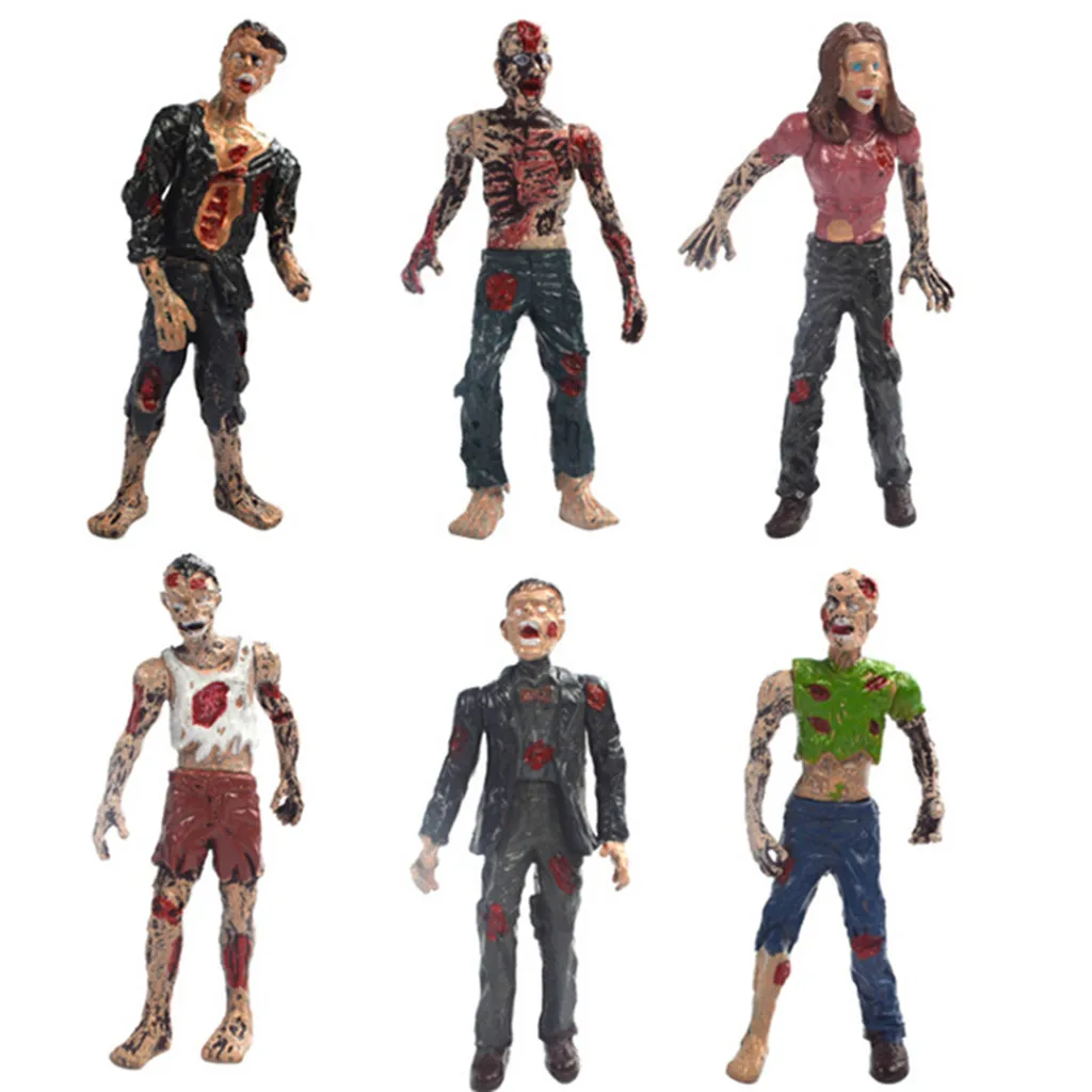6pcs Zombie Figure Hand Paint Dead People Figurines Set for Achitectural Diorama