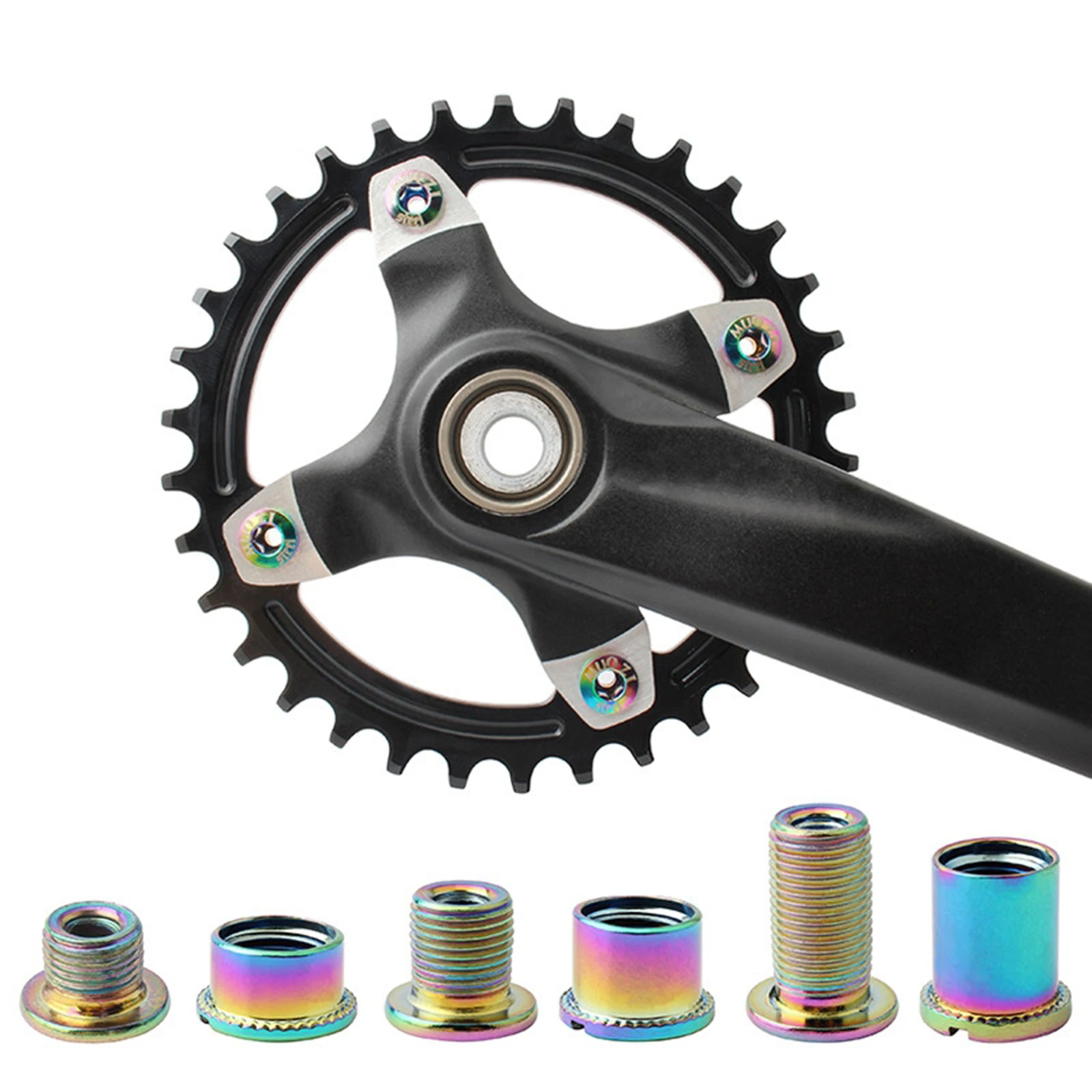 5x Bike Chainring M8 Bolt Nuts Solid Road Mountain Bicycle Chainwheel Screws Anti-Rust Sprockets Repair Bolt Accessories