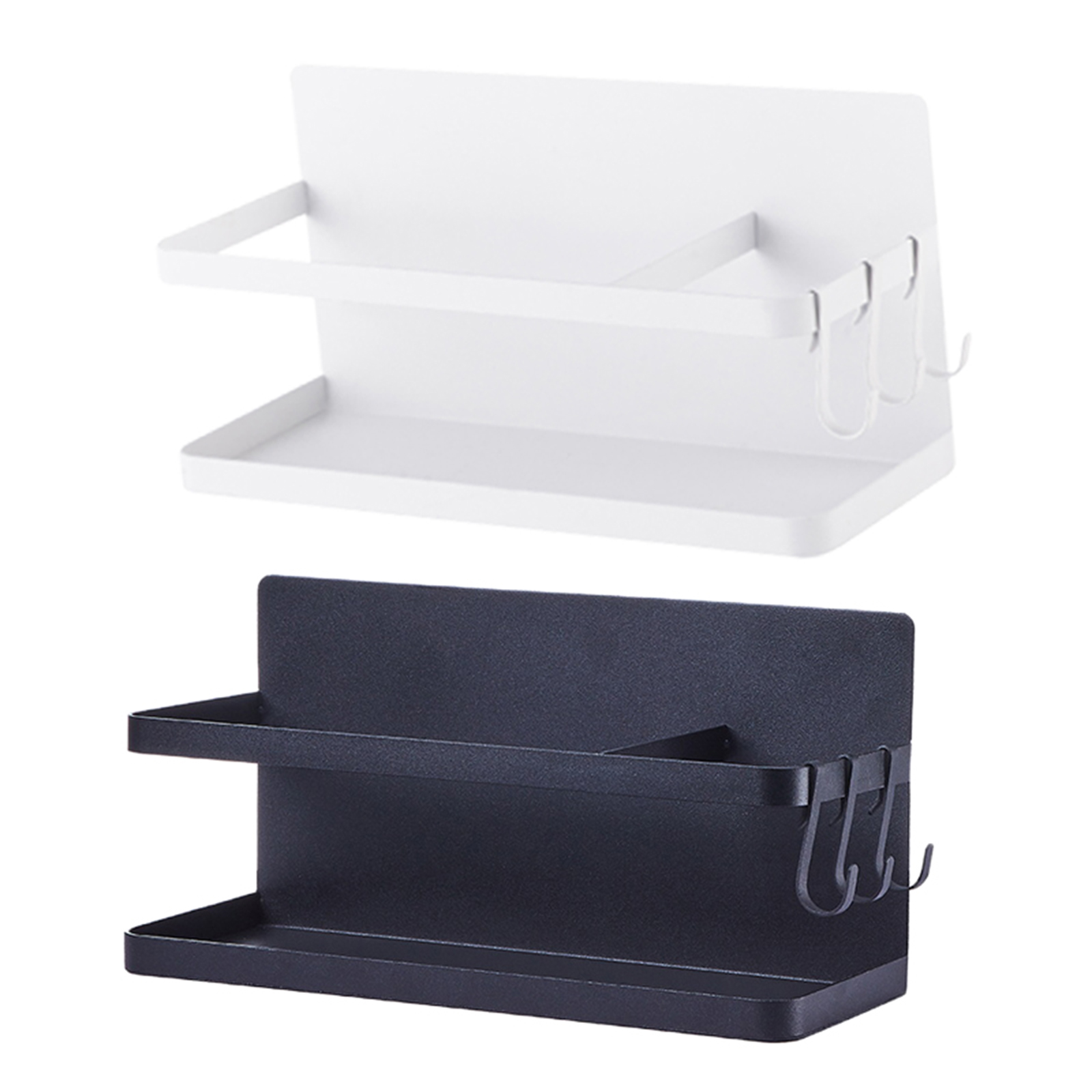 Multifunction Fridge Magnetic Spice Rack Holder with 3 Hook Kitchen Pepper Small  Storage Punch Free Space Saving
