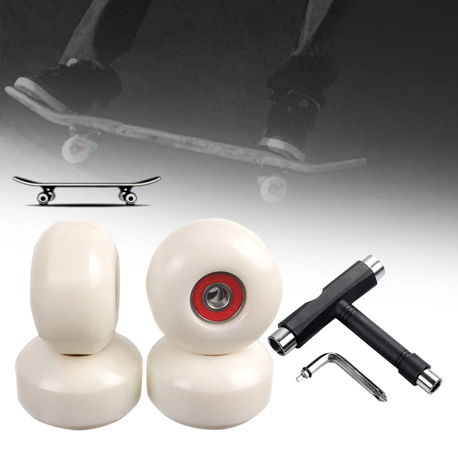 95A Skateboard Wheels Roller Smooth Longboard Inline Skates Roller ABEC 9 Bearings Street Skate Board T Type Tool Spanner