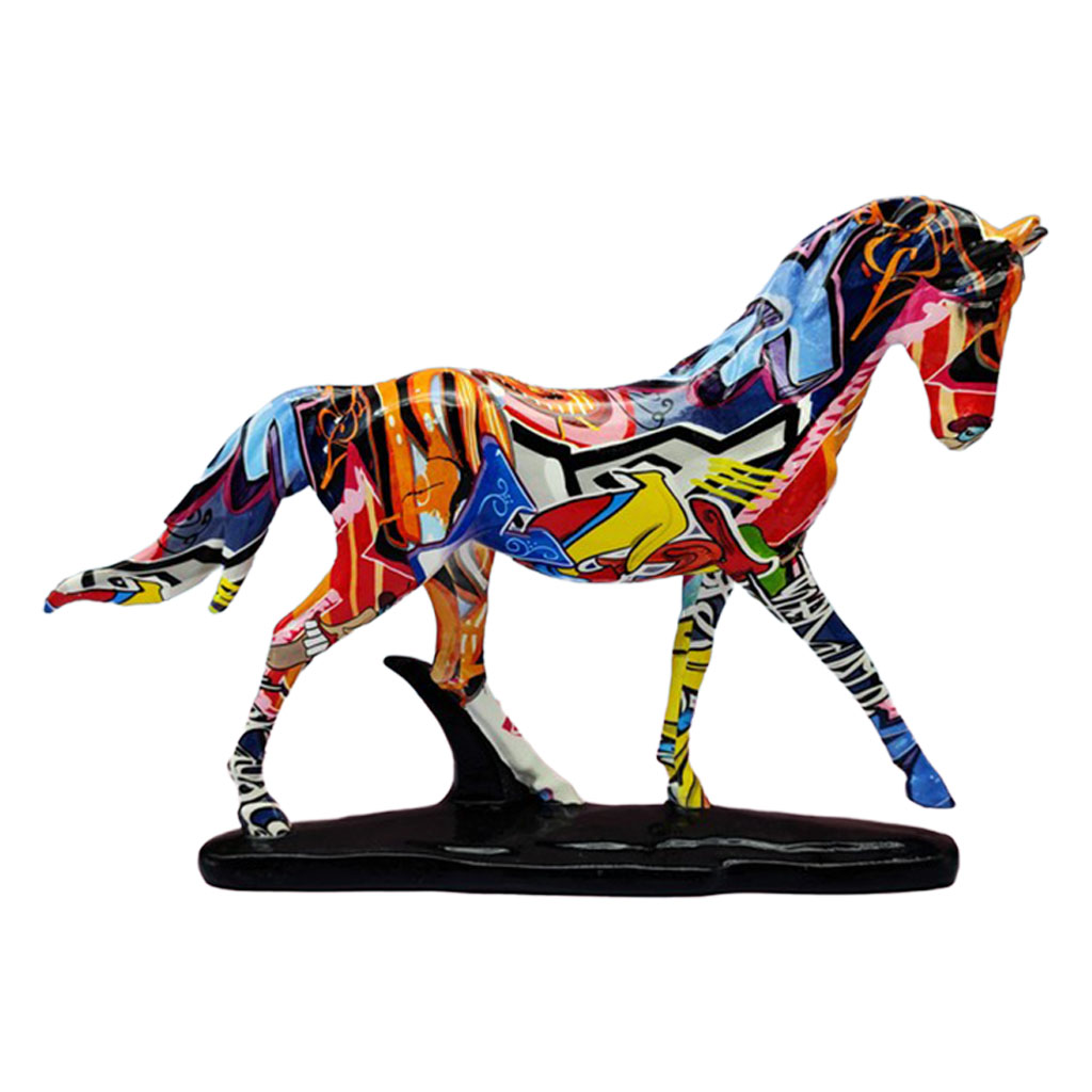 Modern Horse Statue Home Decor Animal Ornament Sculpture Horse Art Figurine Graffiti Decoration for Living Room TV Shelf
