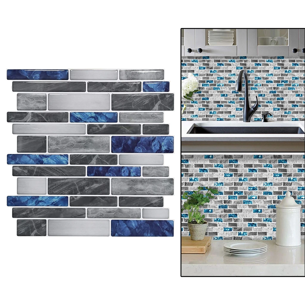 Marble Texture Tile Backsplash Oil-proof for Kitchen DIY Decorative Tiles