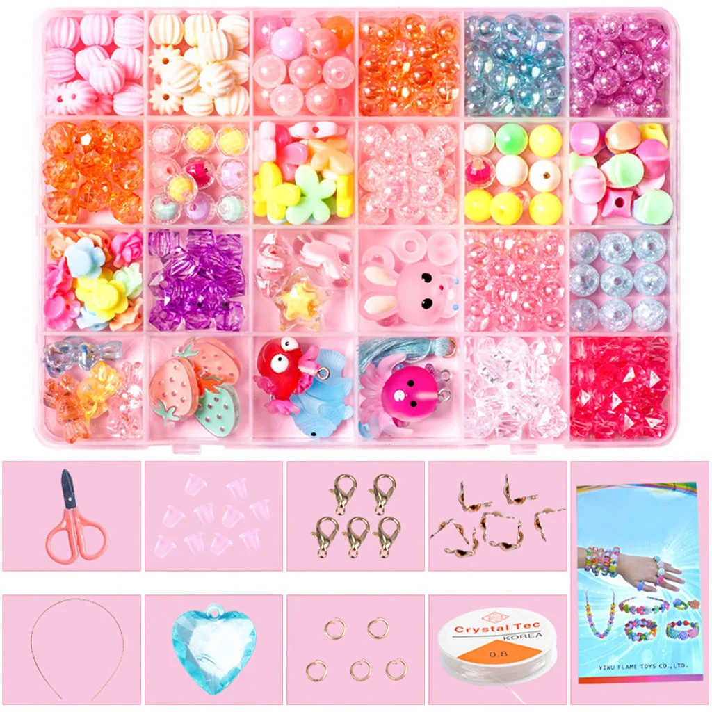 Kids Bead DIY for Bracelets Necklace Jewelry Making Kits Colorful Charms Beads Children Supplies