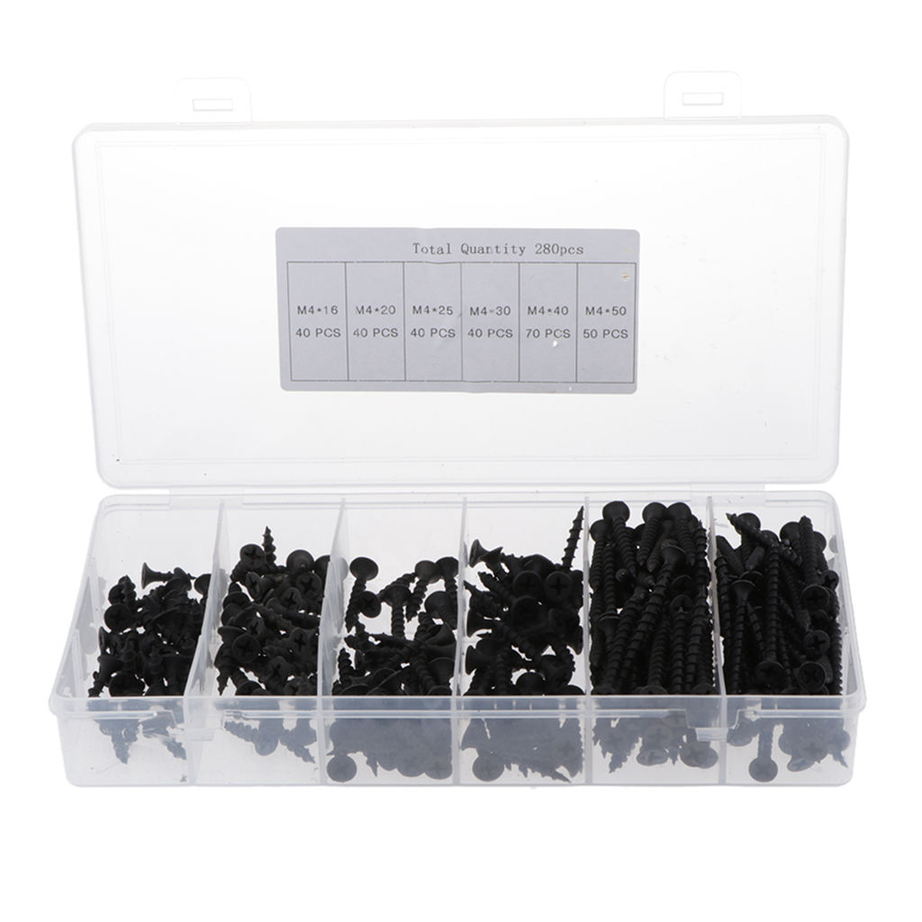 280 Pieces Black Screw Set Electronic Cross Stitch Screws Assortment Kits