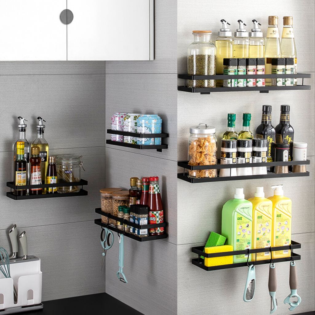 Stainless Steel Storage Rack Shampoo Holder Toothpaste Organizer Black