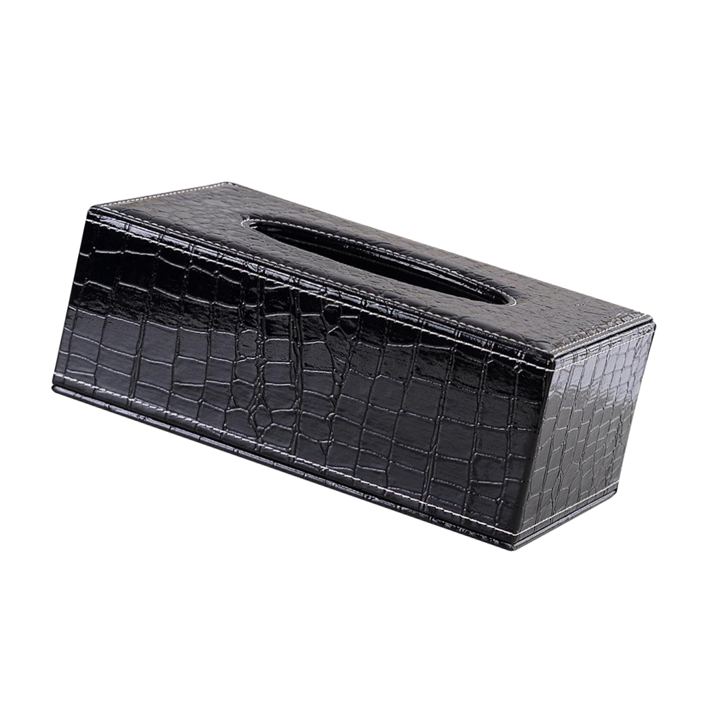 Kitchen Napkin Holder Livingroom Decorative Crocodile Print Black Leather