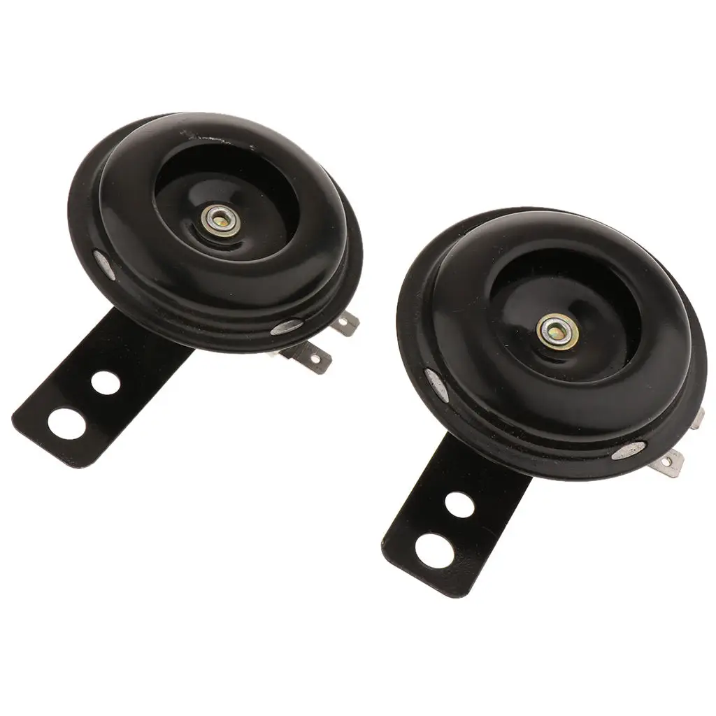 2 Pack Universal 12V 1.5A 105db Motorcycle Electric Horns Auto Horns Loud kit Waterproof Round Loud Horn Speakers