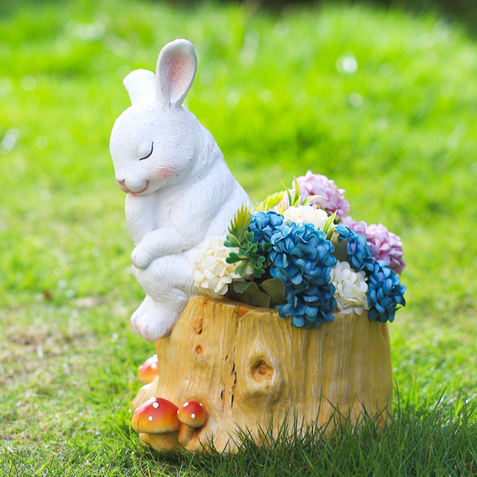 Succulent Planter Pot Bunny Statue Window Box Desk Organizer Lawn Decoration