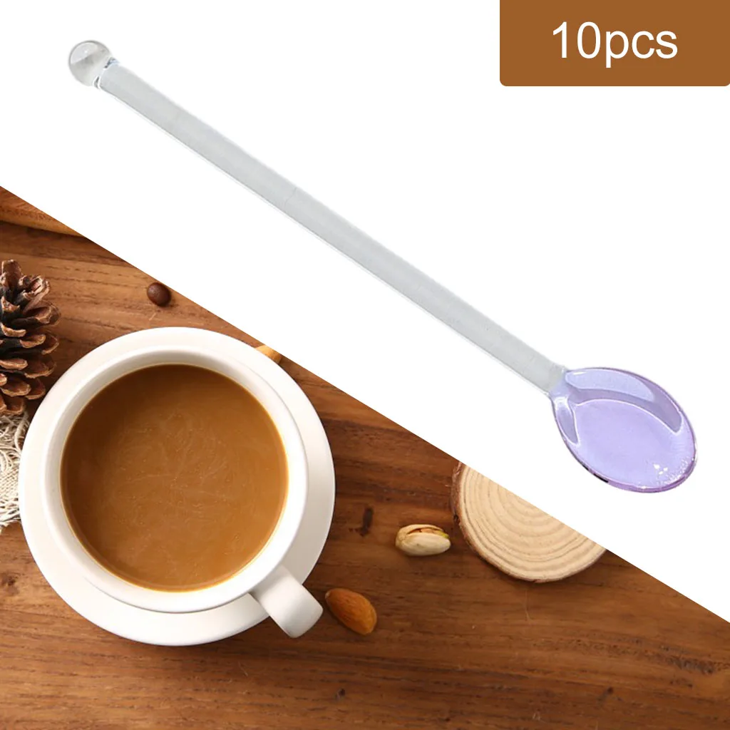 10x Mixing Spoon Coffee Stirrers Glass Teaspoons Glass Stirring Spoon Rod for Tea Salt Mixing Cocktail Bartender Home
