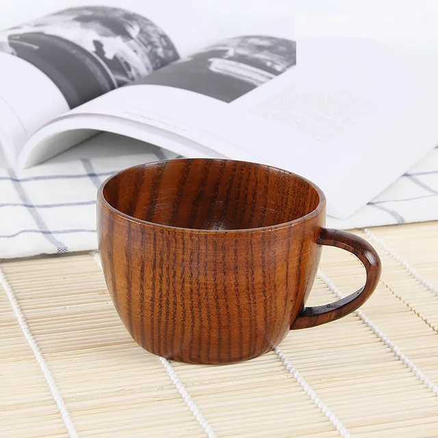 Primitive Handmade Natural Wood Wooden Cup Breakfast Beer Milk Tea Mug -  AliExpress