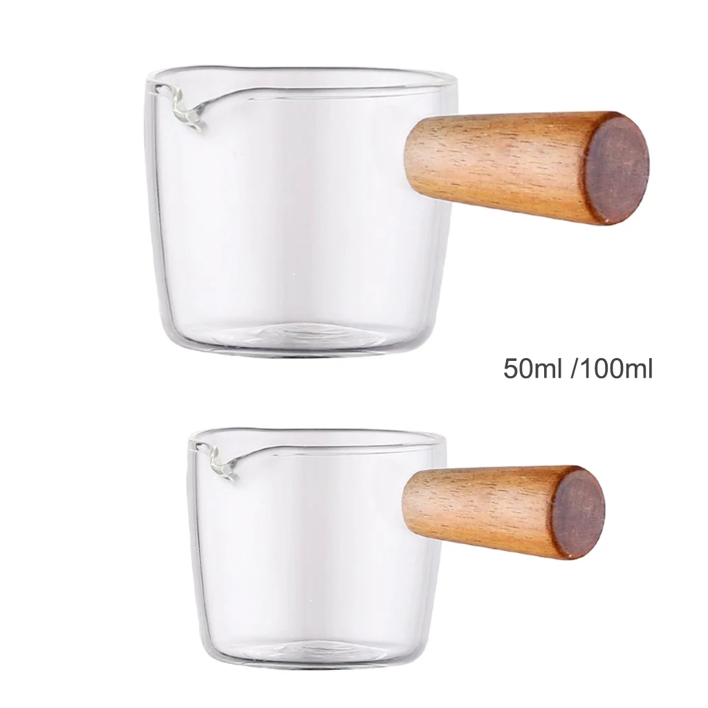 Mini High Borosilicate Glass Milk Pot with Wood Handle Food Special Soup Porridge Saucepan Sauce Pan Coffee Milk Pots