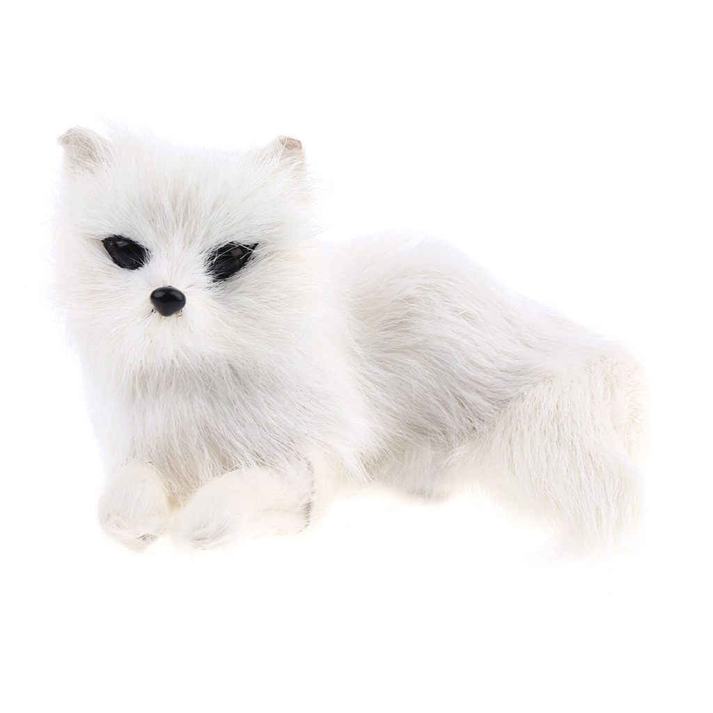 Cute White Lifelike Fur Lying  Animal Model Figurine Home Decor Crafts