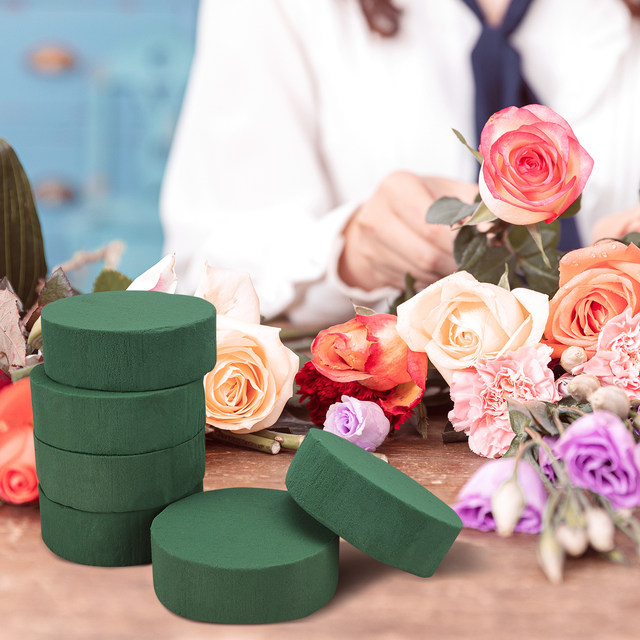 6Pcs Flower Styrofoam Floral Foam Round Flower Bricks Floral Mud Arranging  Mud Wedding Aisle Green Foam Round Party Brick Block - AliExpress