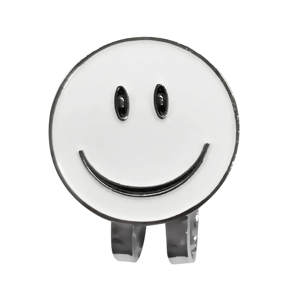 Mini Funny Happy Face Golf Ball Marker with Magnetic Golf Hat Clip Fits for Golf Cap White