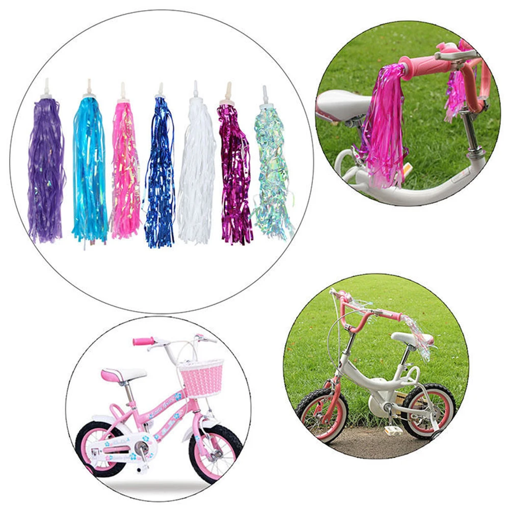 Girls handlebar bike Tricycle streamers Ribbons Tassels Kids Laser Blue Pair