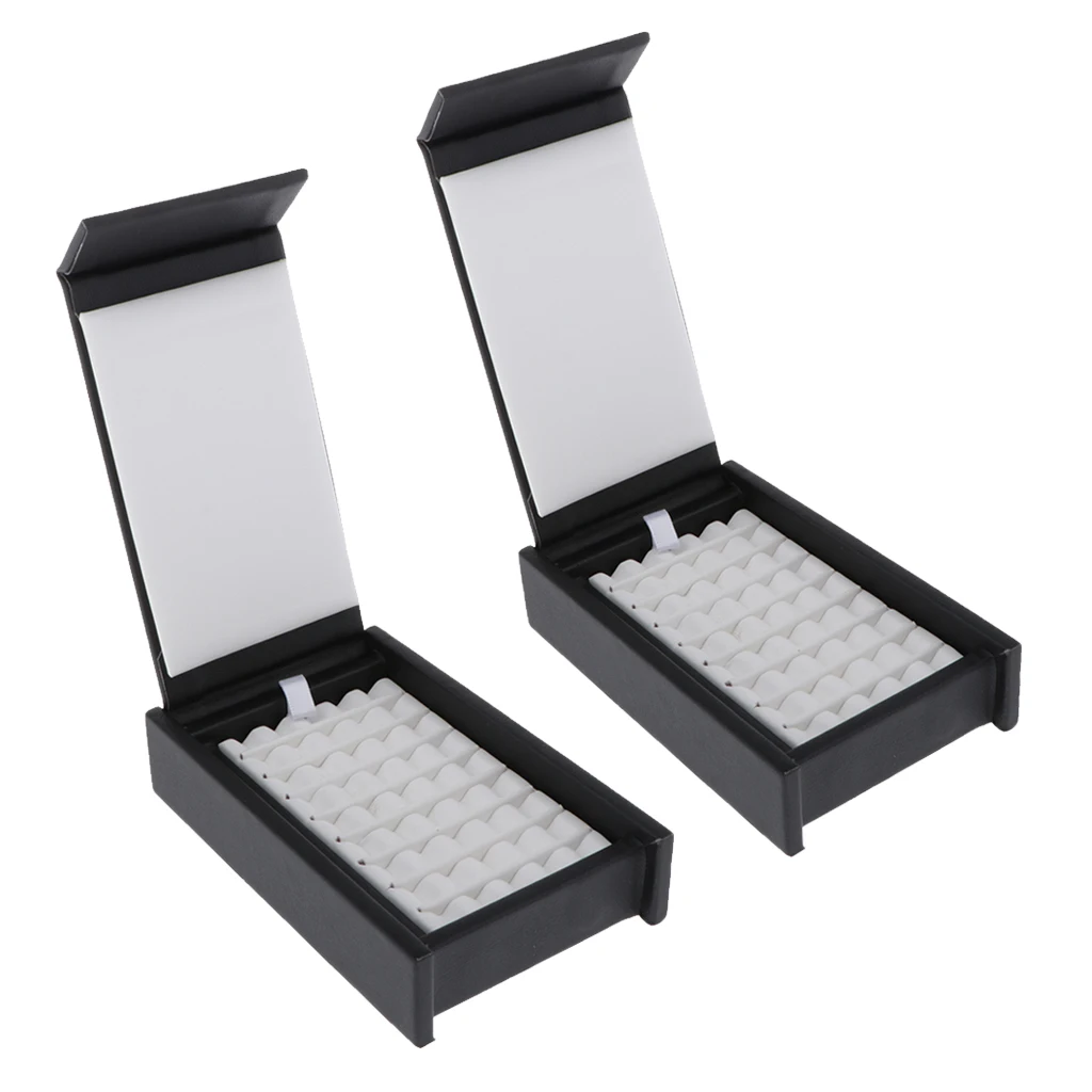 2Pcs Sturdy Gemstone Ruby Display Box Gift Stone Crystal Ring Storage Case Black