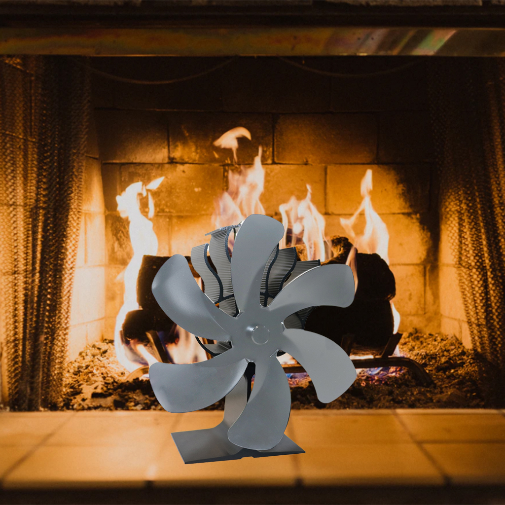 Heat Powered 6 Blade Stove Fan Wood/Log Burner Fireplace Quiet Wood Burning Stove Fan Easy to Use Warm the Whole Room