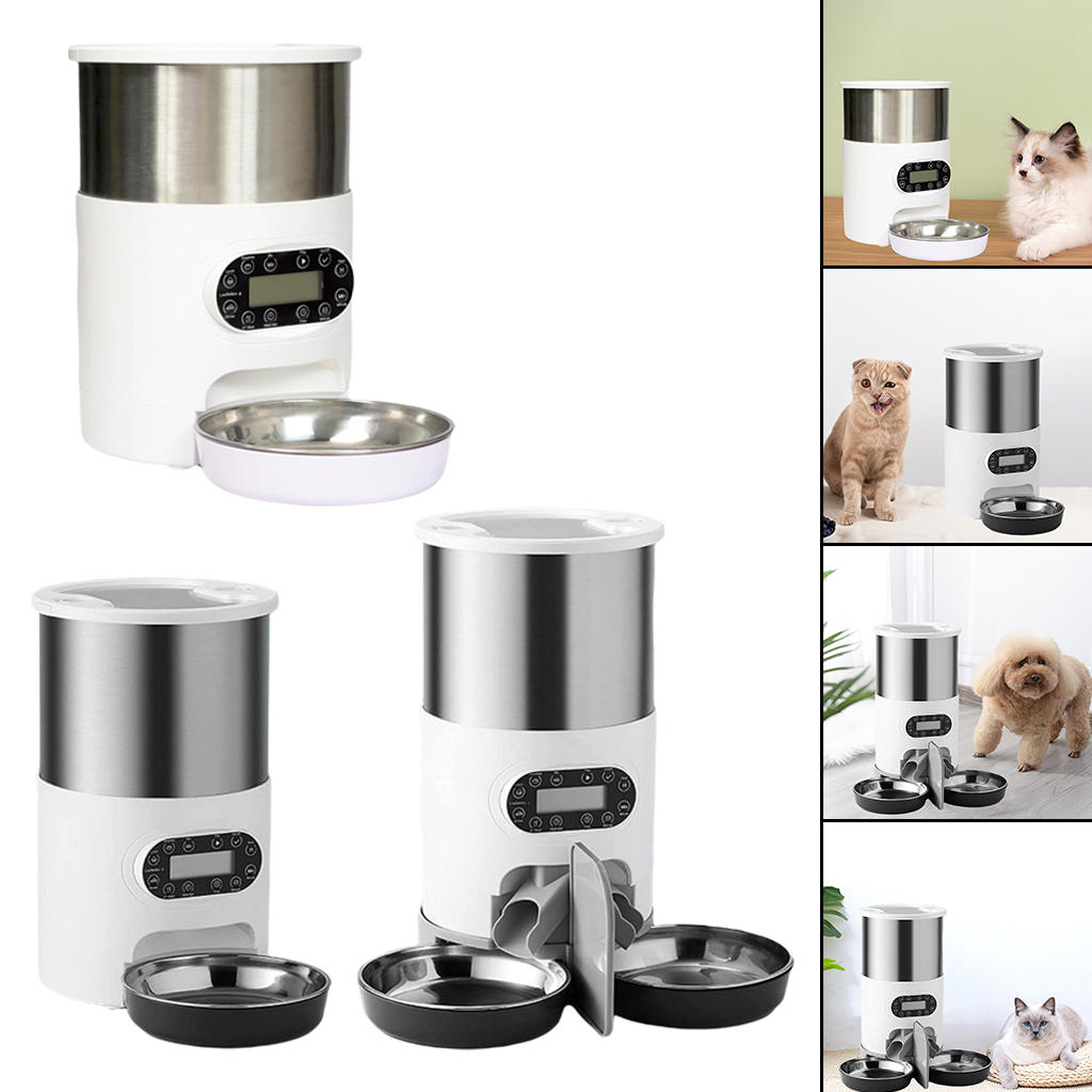 Automatic Cat Feeder for Dry Food Portion Control with Voice Recorder Programmable Bowl Feeder with Timer for Rabbits Puppy Cats
