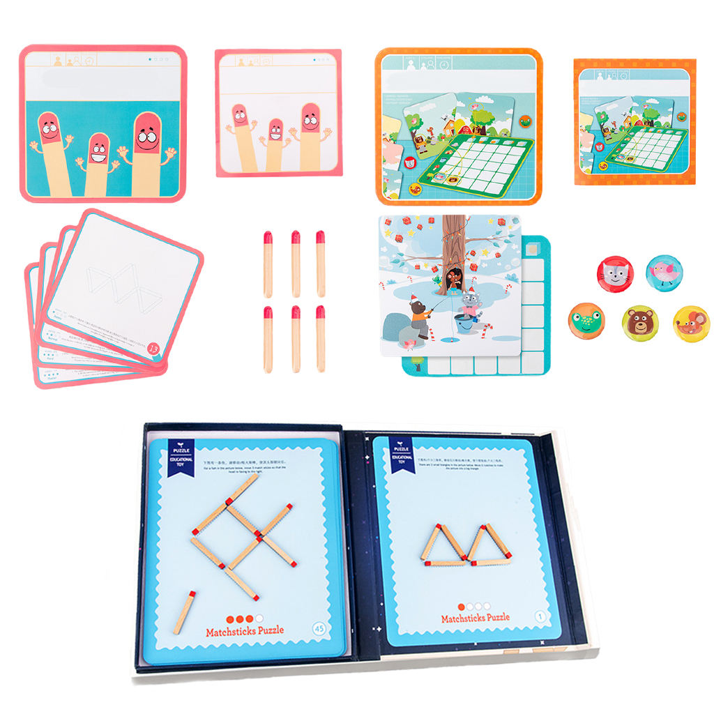  Wooden Children Logical Thinking Set Tool Educational Montessori