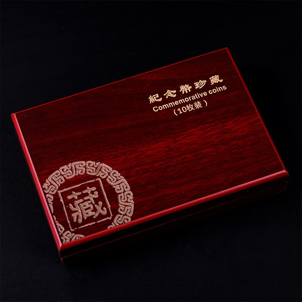 Wood Coin Protection Display Box Storage Case Holder Round Box Commemorative Collection Box