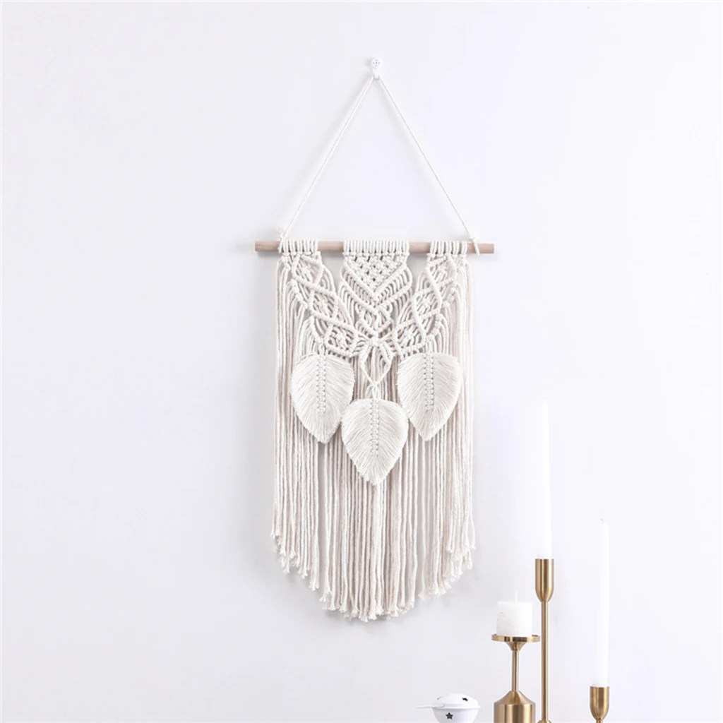 Chic Cotton Handwoven Tapestry Leaf Wall ing Art Bedroom Art Ornament