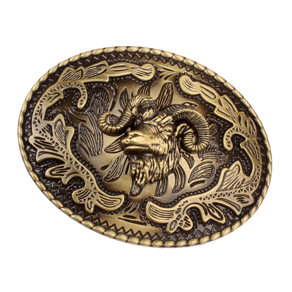 Alloy Western Belt Buckle Goat Head Shape Cowgirl Novelty Vintage Bronze