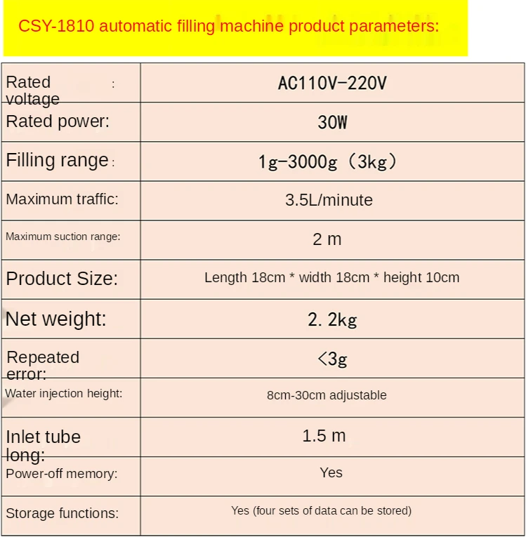 CSY-1810 3.5l min automático quantitativo máquina de