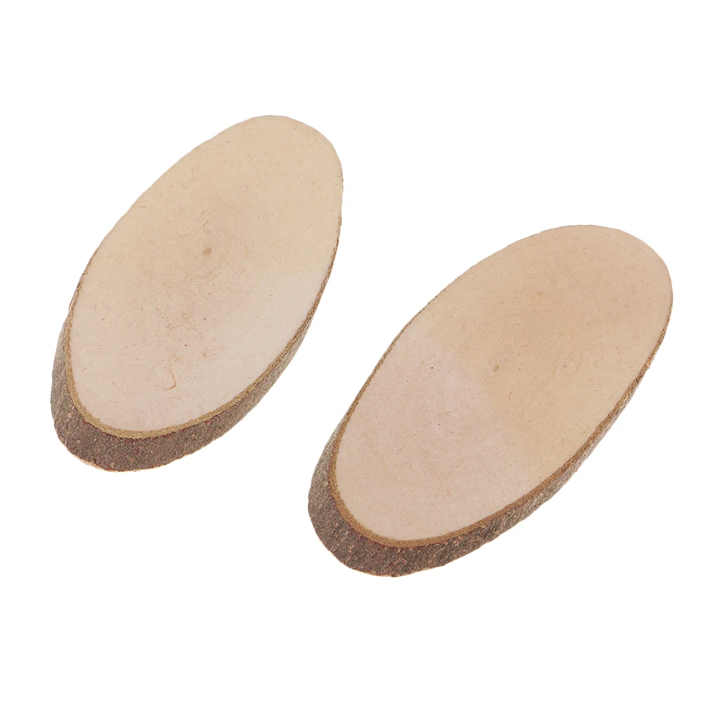 10 Pieces Rustic Natural Wood Slices Discs Country Oval Bulk Natural Wood Pieces