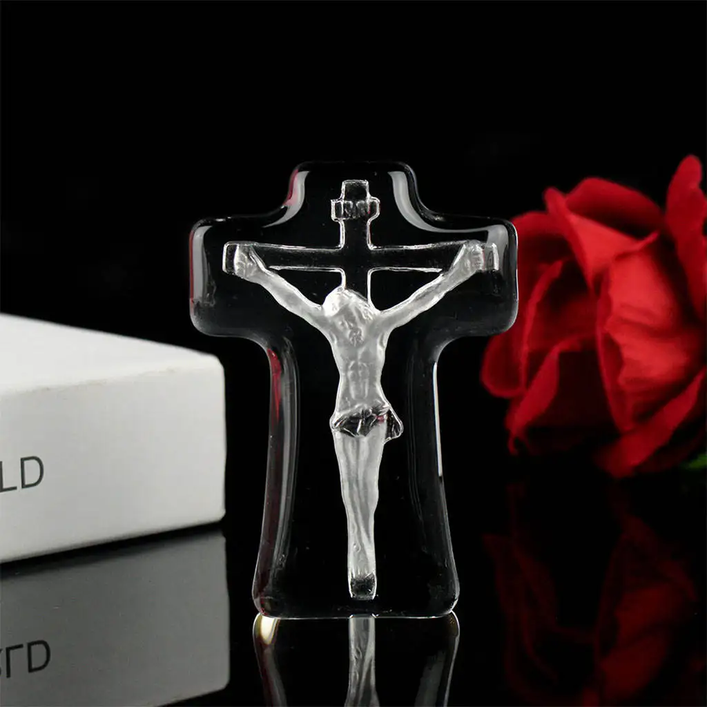 Jesus Decor Statue Christianity Exquisite Crafts Miniature Souvenirs Crystal Cross for Church Religious Occasions Baptism Kids