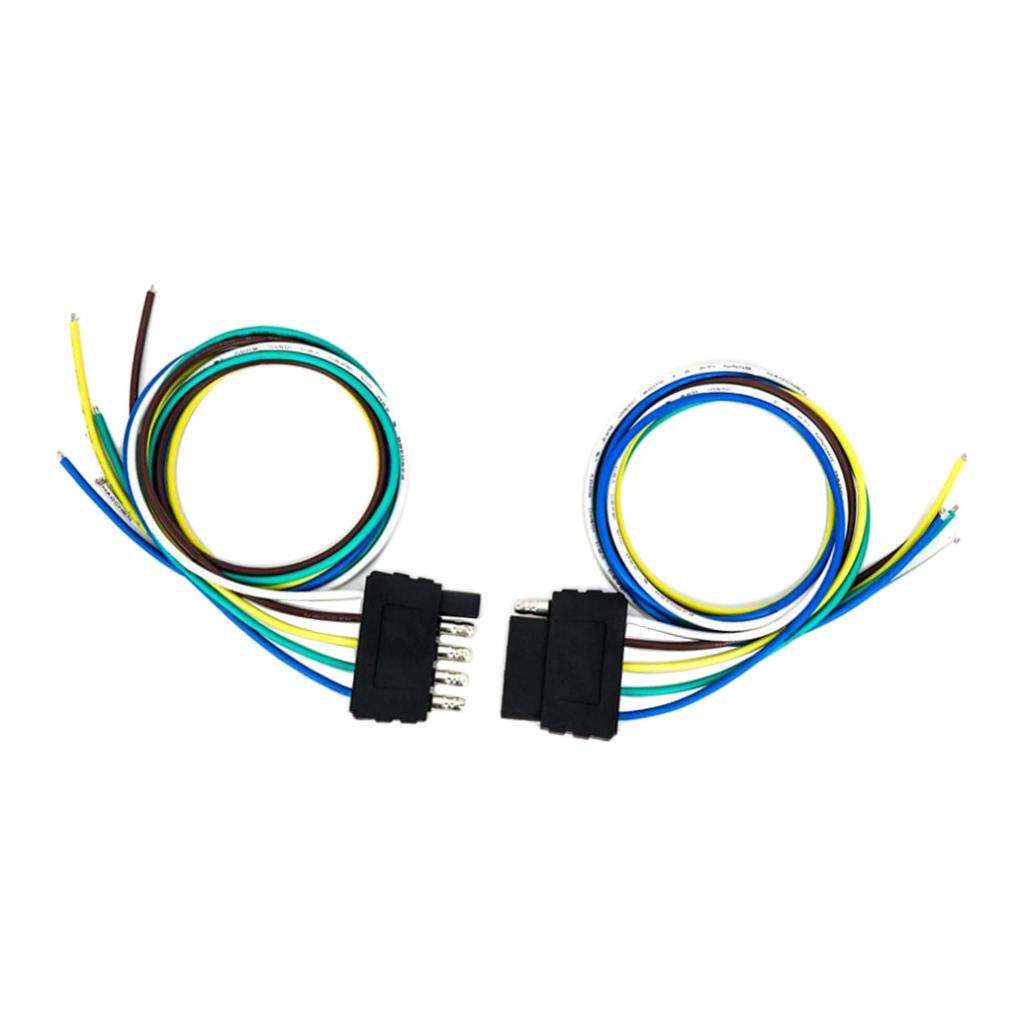 5Pin Flat Trailer Cable Set Trailer Light Plug 4*18 AWG Wire Harness Connector For Caravan Auto Adapters Sockets  5x18AWG