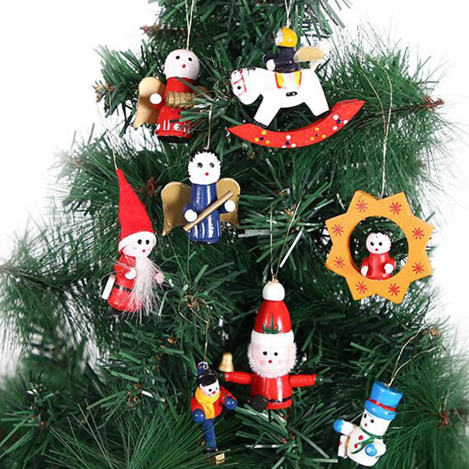 Details about   24pcs/Set Wooden Craft Hanging Pendants Christmas Tree Decor Ornament Xmas Decor 