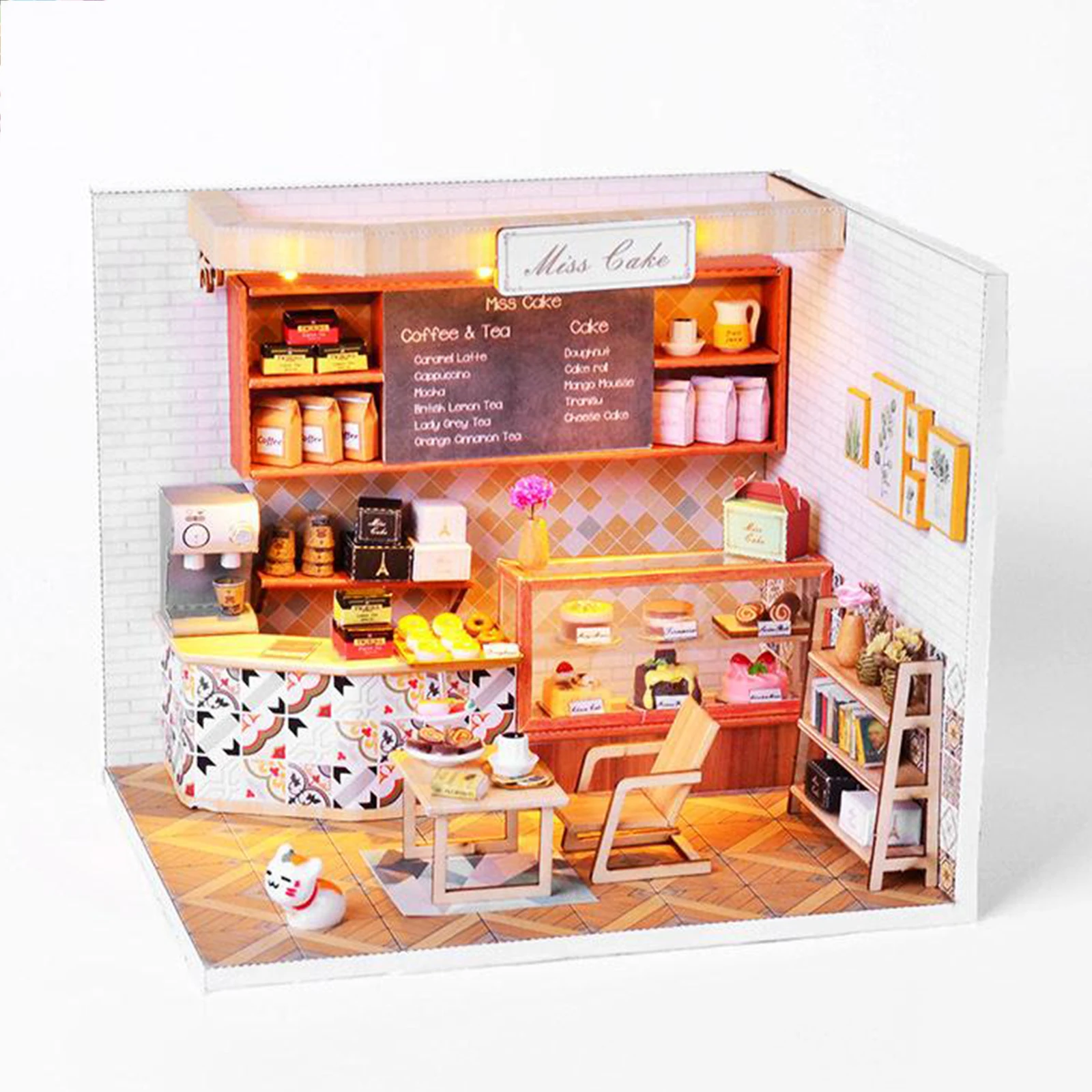 1:24 DIY Miniature Dollhouse Kits Handcrafted Wood Creative Cake Shop Model