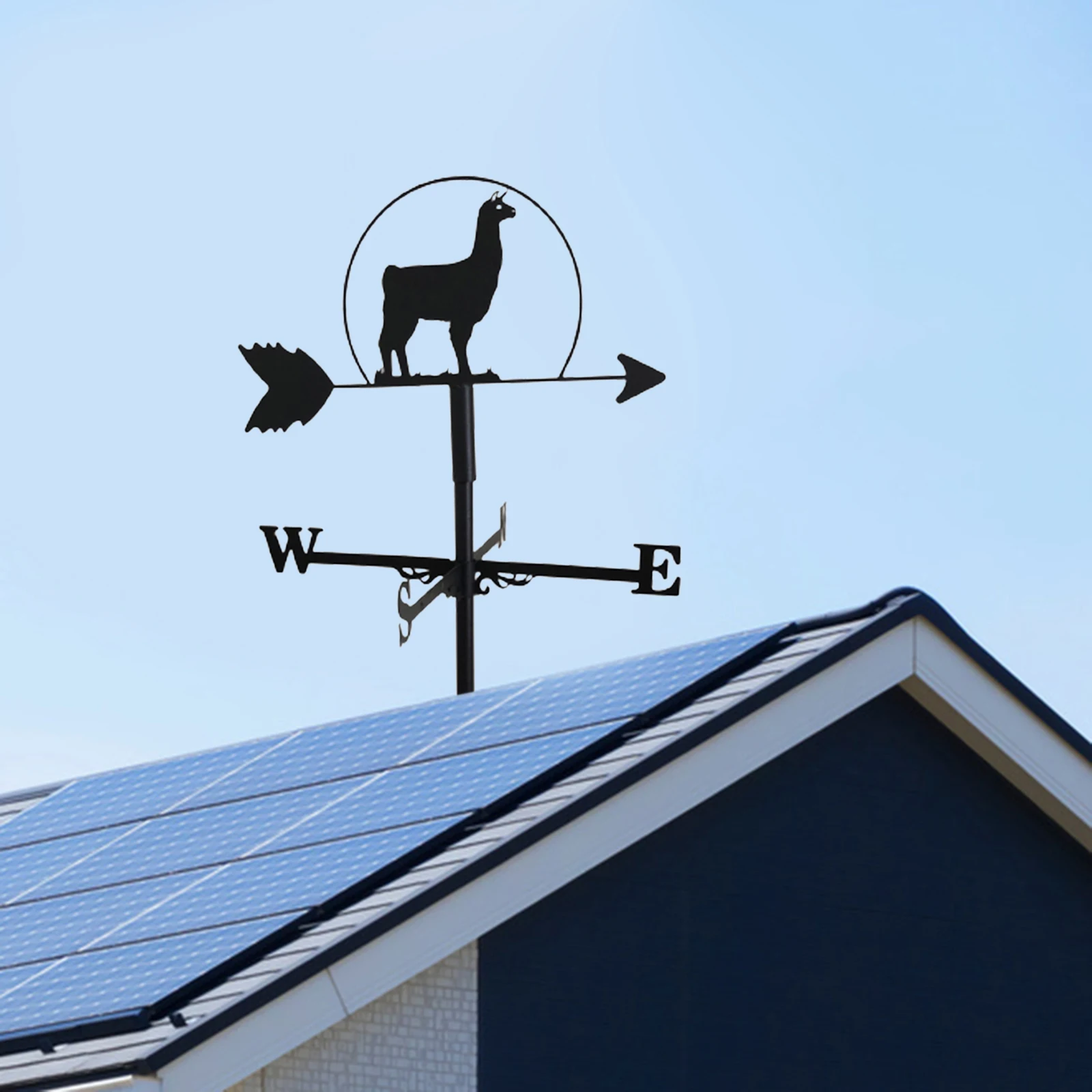 Alpaca Shape Stainless Steel Weathervane Fence Mount Weather Vane Wind Direction Indicator Outdoor Garden Barn Decor Crafts