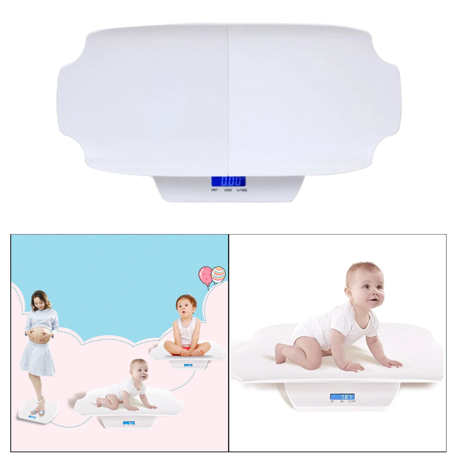 Electronic Digital Toddler Baby Scale Digital Up To 100KG LCD Display White