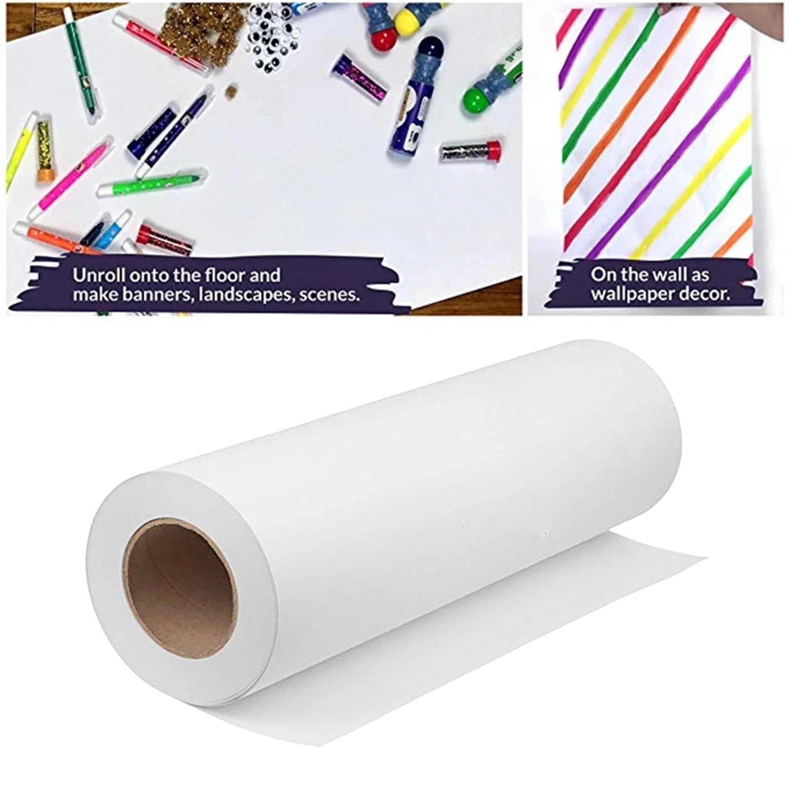 30m Gifts Wrapping Wrapping White Kraft Paper Roll for Art Crafts