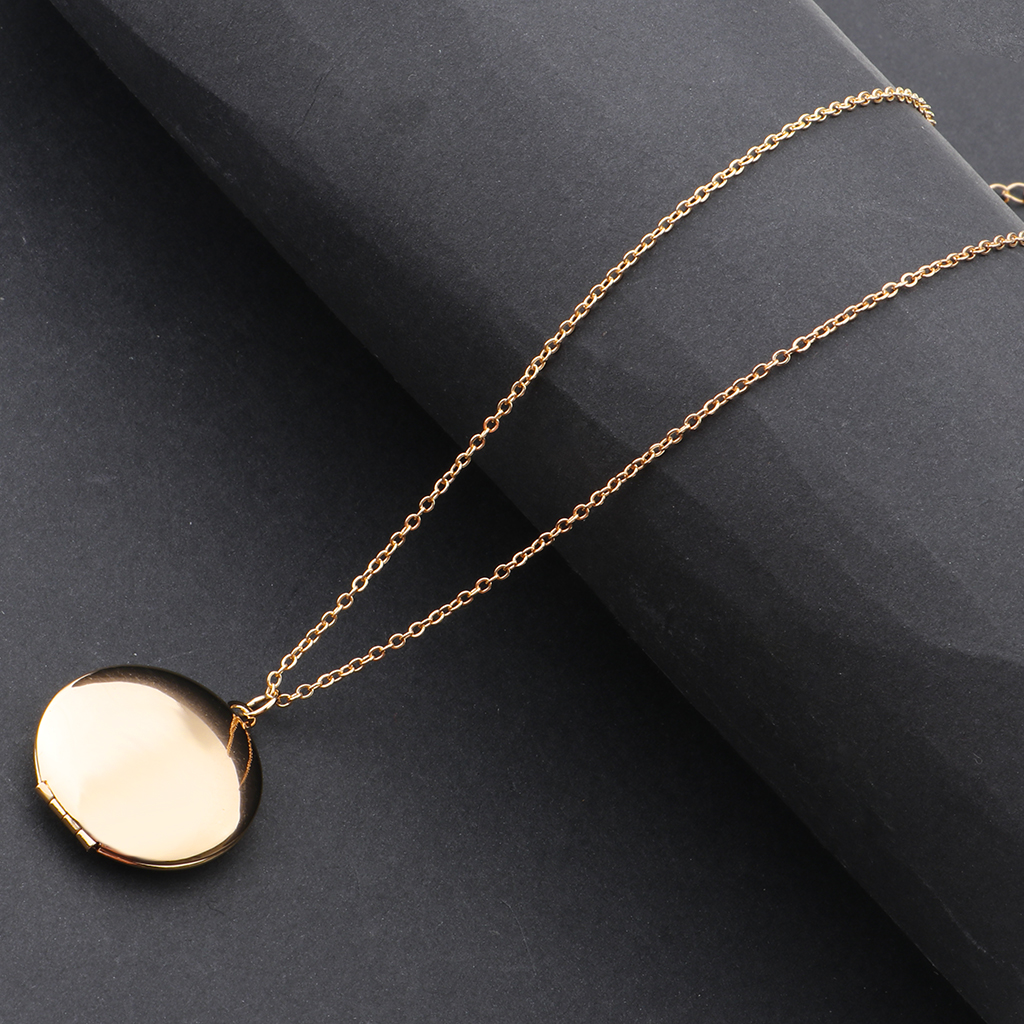 Blank Round Shape Pendant Tag Photo Frame Locket Memorial Men Women Necklace