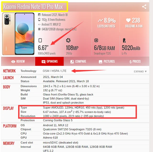 Xiaomi Redmi note 10 pro max, Memory Size: 128gb