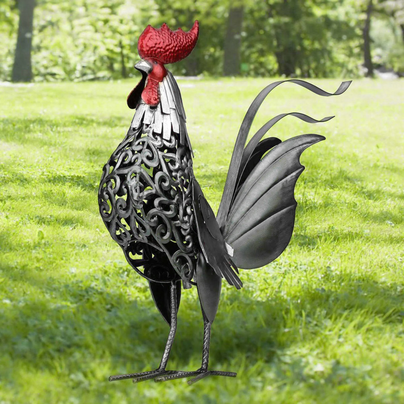 Iron Metal Figurine Rooster Sculpture Carved Iron Rooster Home Furnishing Articles Artwork Home Decoration Gifts