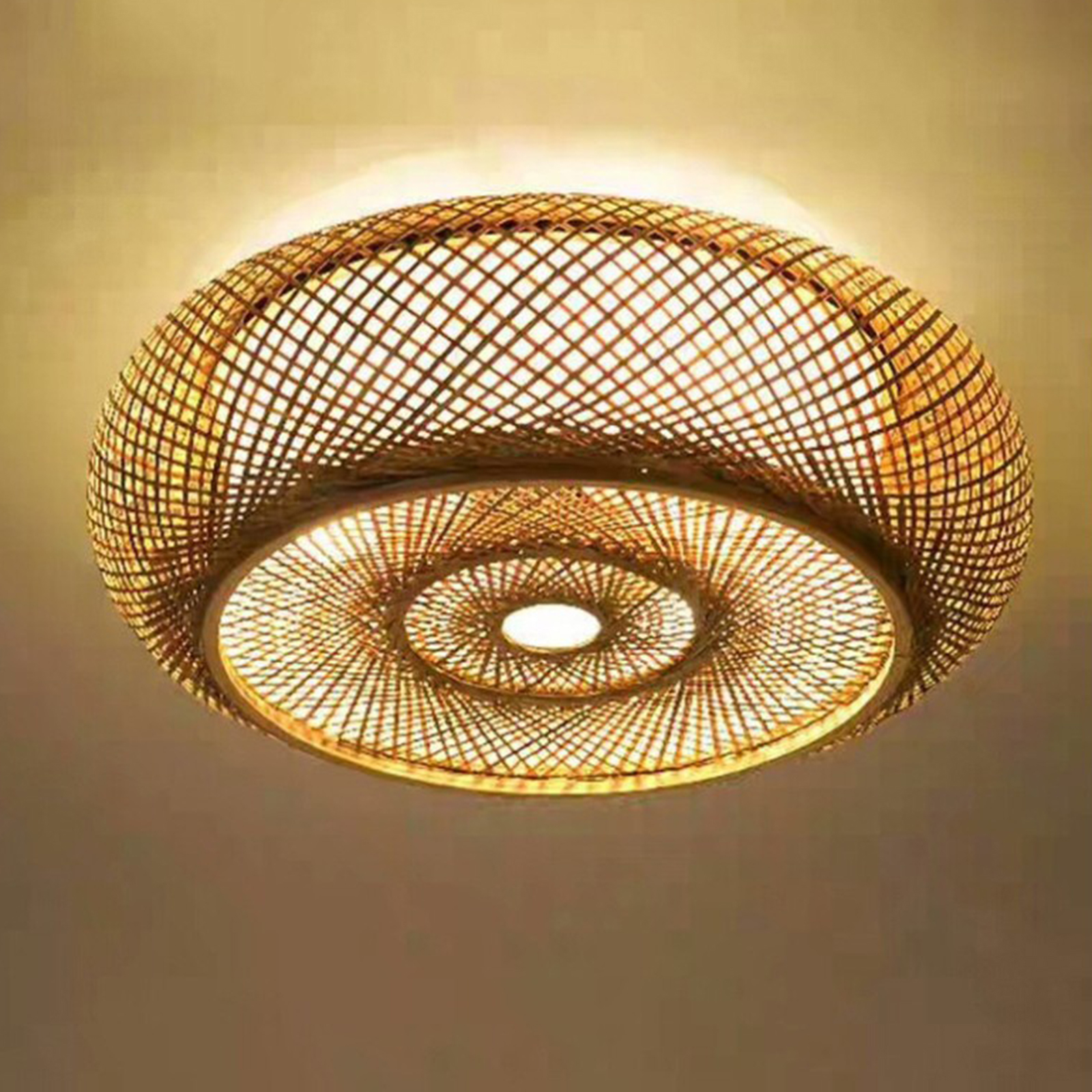 Rattan Bamboo Lampshade Restaurant Bar Living Room Ceiling Lighting Cover
